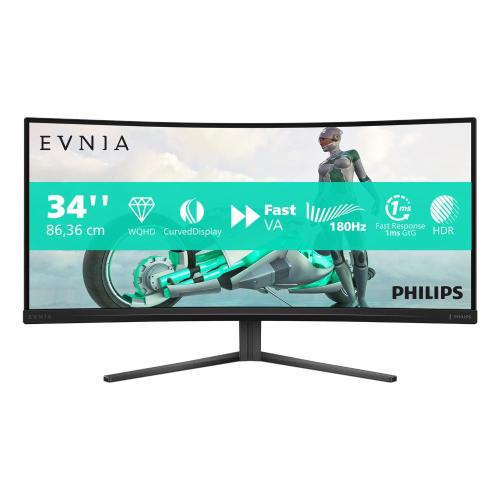 MONITOR PHILIPS LCD CURVED VA 180Hz 34 Wide 34M2C3500L/00 1ms Lowblue WQHD 4000:1 BLACK 2xHDMI DP Vesa