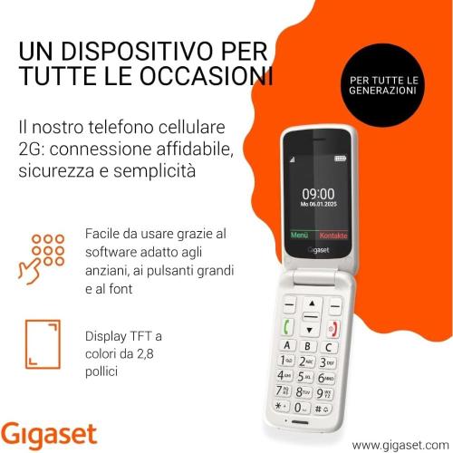 GIGASET GL595 WHITE EASY PHONE CLAMSHELL 2.8"