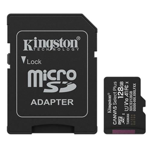 MICRO SECURE DIGITAL 128GB SDCS3/128GB Class10 UHS-I, U1, V10, A1 150MB/s + adattatore Canvas Select Plus Gen3 KINGSTON