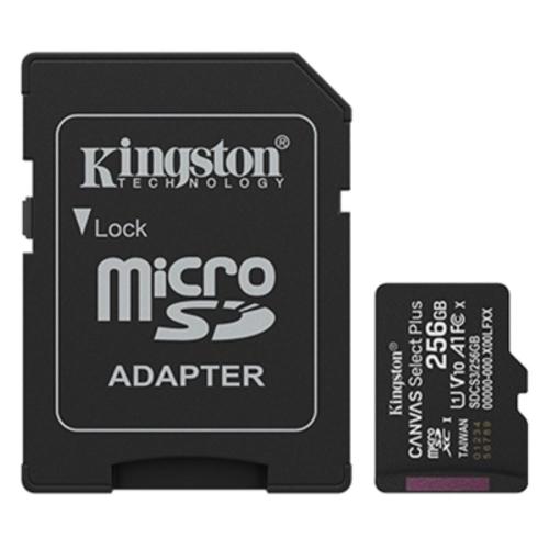 MICRO SECURE DIGITAL 256GB SDCS3/256GB Class10 UHS-I, U1, V10, A1 150MB/s + adattatore Canvas Select Plus Gen3 KINGSTON