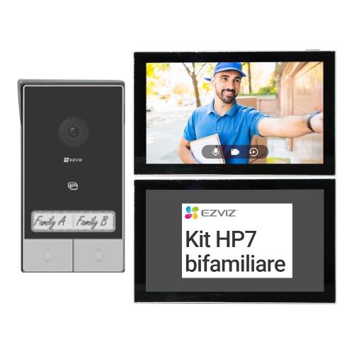 EZVIZ HP7 2 FAMILY KIT VIDEOCITOFONO 2K 2 FILI CON 2 MONITOR TOUCH 7" (apre 1 serratura e 1 porta automatica)