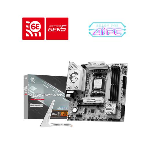 MB MSI B850M GAMING PLUS WIFI6E AM5 4xDDR5-8200o.c. 1xHDMI 1xDP 1xPCIe4.0x16 2xM.2 4xSata3 USB BT WiFi6E LAN mATX