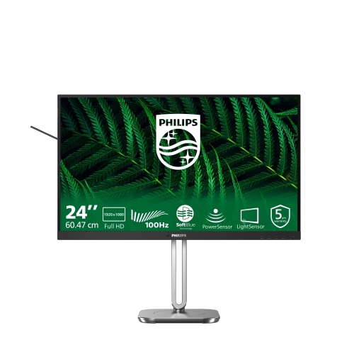MONITOR PHILIPS LCD IPS LED 100Hz 23.8 Wide 24B2G5200/00 4ms MM FHD 1500:1 BLACK VGA HDMI DP Vesa