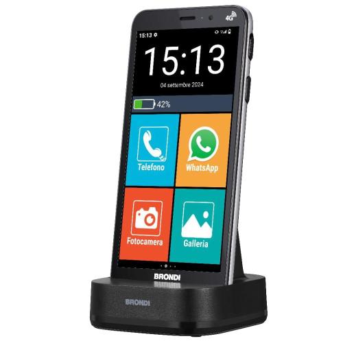 BRONDI AMICO VERO 4G+ BLACK SMARTPHONE 5.7" CON BASE RIC E FLIP COVER