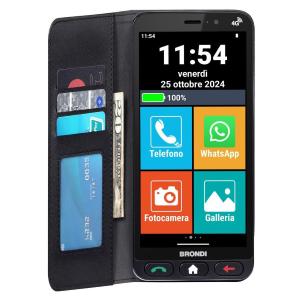 BRONDI AMICO VERO 4G+ BLACK SMARTPHONE 5.7" CON BASE RIC E FLIP COVER