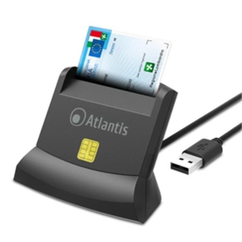 CARD READERverticale X SMART CARD ATLANTIS P005-SMARTCRV-U USB X CNS-CRS-FIRMA DIGITALE, ETC - NERO - CAVO 120CM