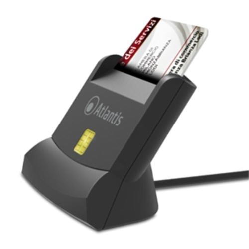 CARD READERverticale X SMART CARD ATLANTIS P005-SMARTCRV-U USB X CNS-CRS-FIRMA DIGITALE, ETC - NERO - CAVO 120CM