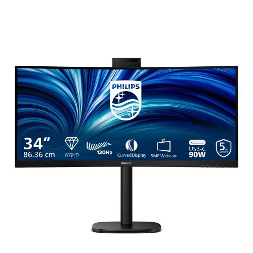 MONITOR PHILIPS LCD CURVED VA LED 34 Wide 34B2U3600CH/00 4ms MM WQHD 3500:1 BLACK HDMI DP Dock USB-C LAN WEBCAM Ves 