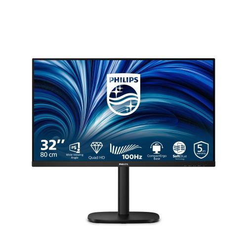 MONITOR PHILIPS LCD IPS LED 100Hz 31.5 Wide 32B2N3500/00 4ms MM SoftBlue QHD 1000:1 BLACK 2xHDMI DP HUB USB REG.ALT. 