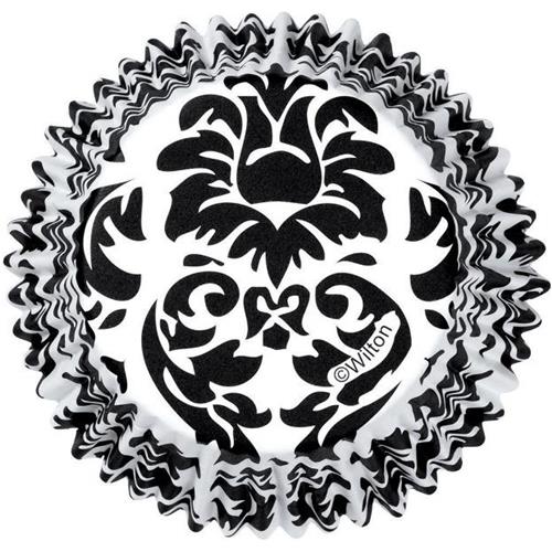 Wilton Confezione 36 pirottini damascati con interno rivestito, per cup cakes, muffin, pasta di zucchero, cake design e pasticceria