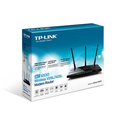 TP-LINK Archer VR400 AC1200 Wireless Dual Band - VDSL/ADSL Modem Router - 4 Porte Lan + 1 USB + 1 RJ11