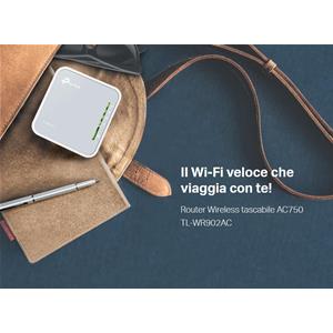 TP-LINK TL-WR902AC Nano Router Wi-Fi Dual Band AC750 - 1x USB , 1x WLAN 10/100 , 3 Antenne Interne