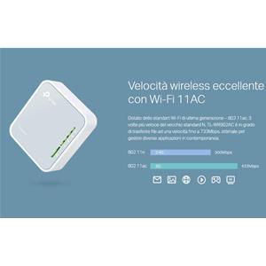 TP-LINK TL-WR902AC Nano Router Wi-Fi Dual Band AC750 - 1x USB , 1x WLAN 10/100 , 3 Antenne Interne
