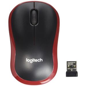 Logitech Wireless Mouse M185 - NERO/RED - 2.4Ghz, ricevitore Nano Incluso, Plug and Play - 910-002237
