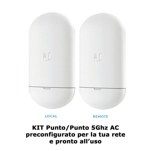 Ubiquiti NanoStation KIT Punto/Punto Preconfigurato 5AC loco 5Ghz AC - bundle 2x NS-5ACL + 2x PoE 24W/0.5a