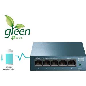 TP-LINK LS105G steel case Switch 5 porte 10/100/1000Mbps Desktop, gestione risparmio energetico