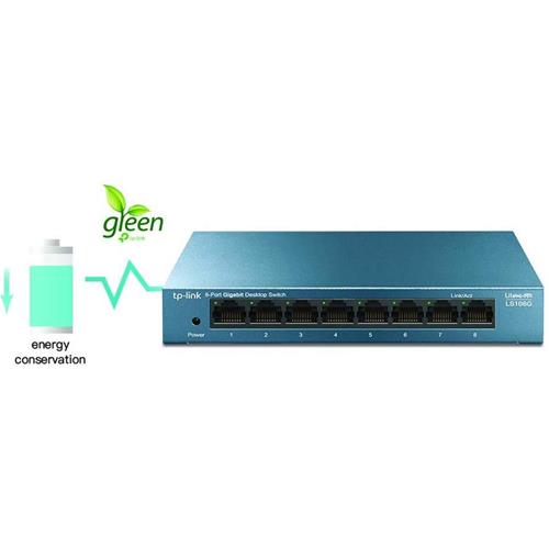 TP-LINK LS108G steel case Switch 8 porte 10/100/1000Mbps Desktop, gestione risparmio energetico